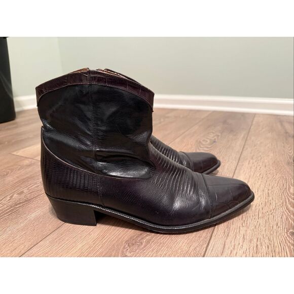 Code West Men's Size 14 Pointed Toe Short Cowboy Boots Brown Leather Pointed Toe - Picture 2 of 12